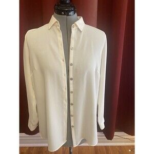 J Jill Off White Blouse Soft Flowy Pleated Back Sz Pxs